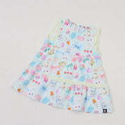 ミントストライプねこプリント　ティアードブラウス