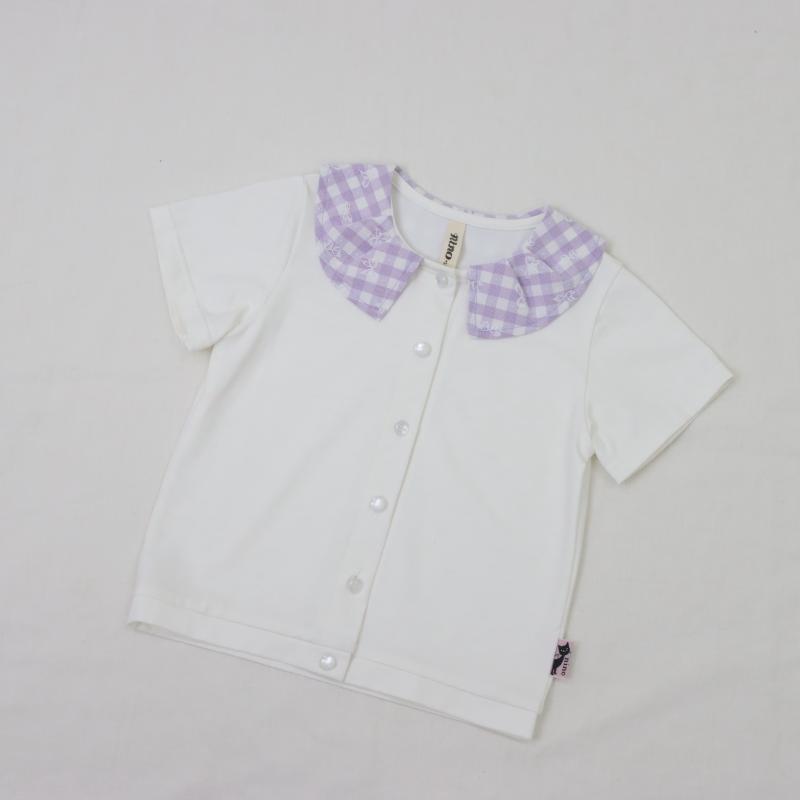 ギンガムレース襟　Teeﾌﾞﾗｳｽ