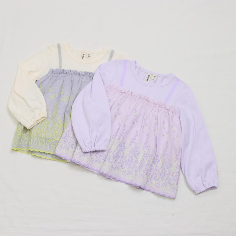 カットワークレース　ロングTシャツ