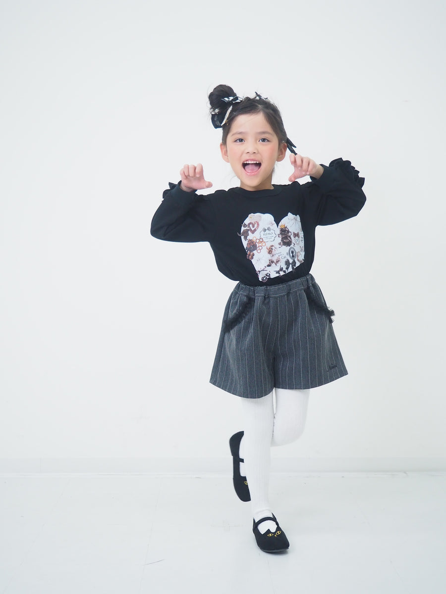 オリジナルねこプリント　袖フリルロングTee☆