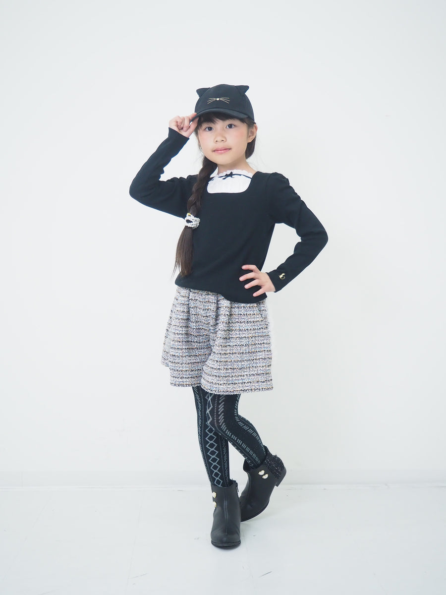 袖ギャザーレイヤード風 ロンTee