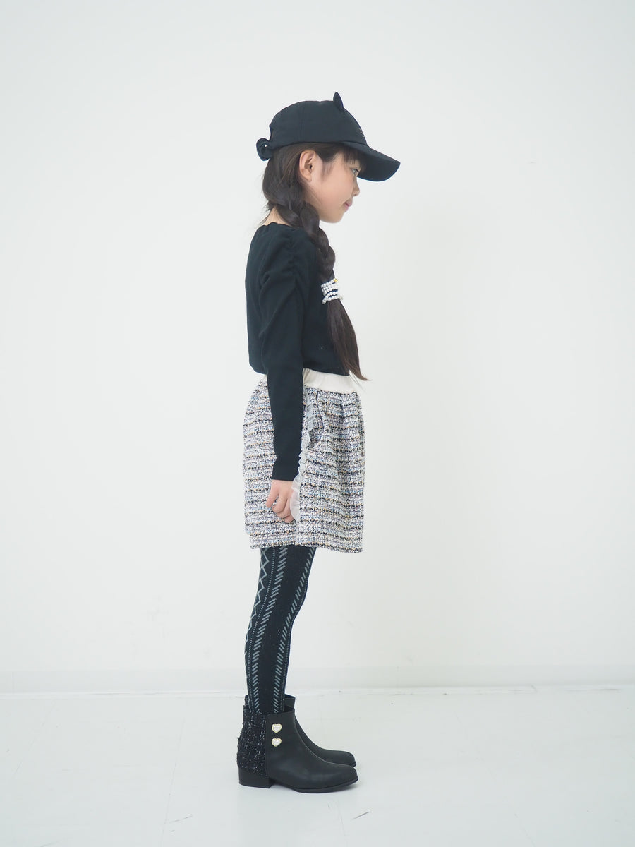袖ギャザーレイヤード風 ロンTee