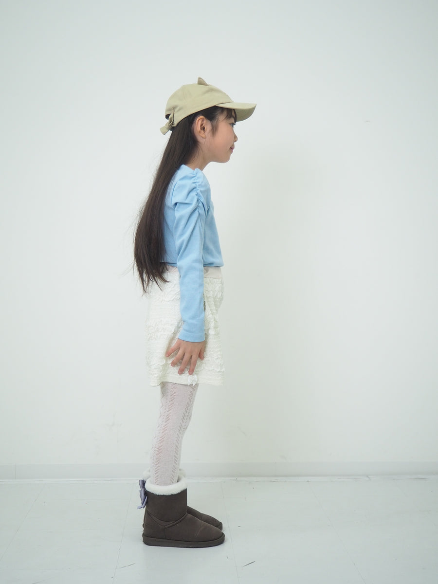 袖ギャザーレイヤード風 ロンTee