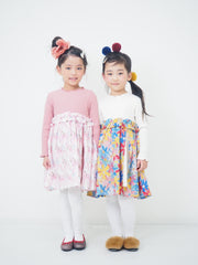 リボン＆フラワープリント　ワンピース