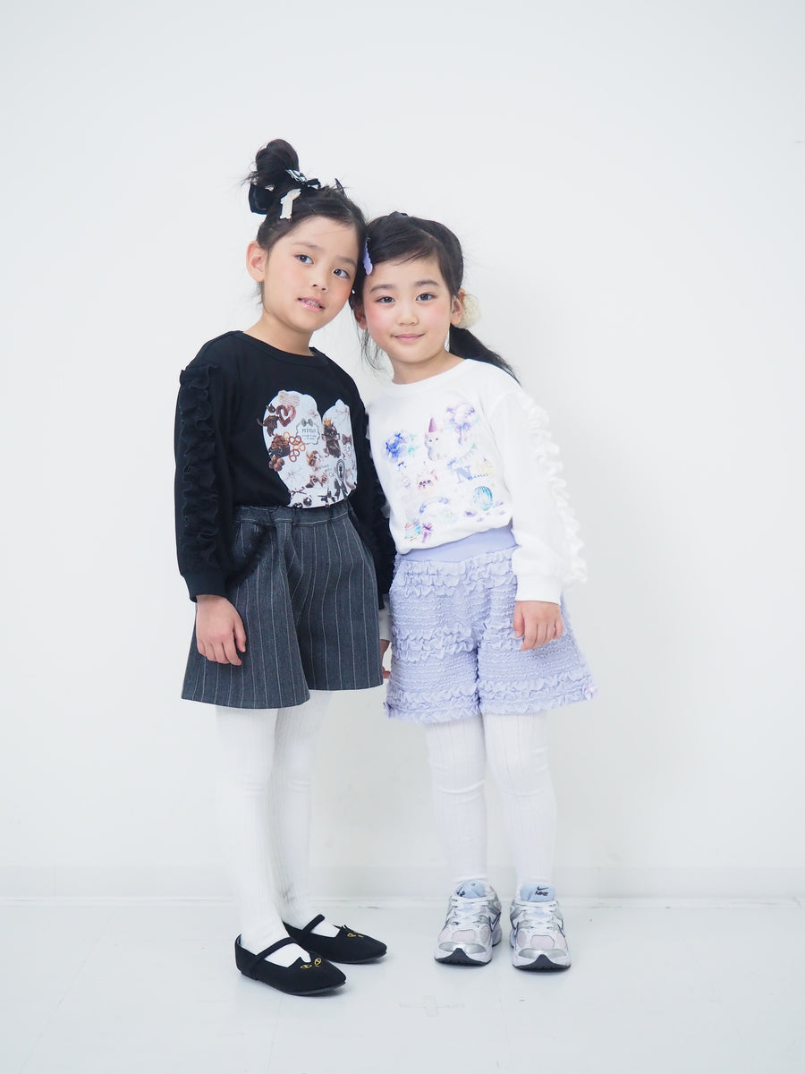 オリジナルねこプリント　袖フリルロングTee☆