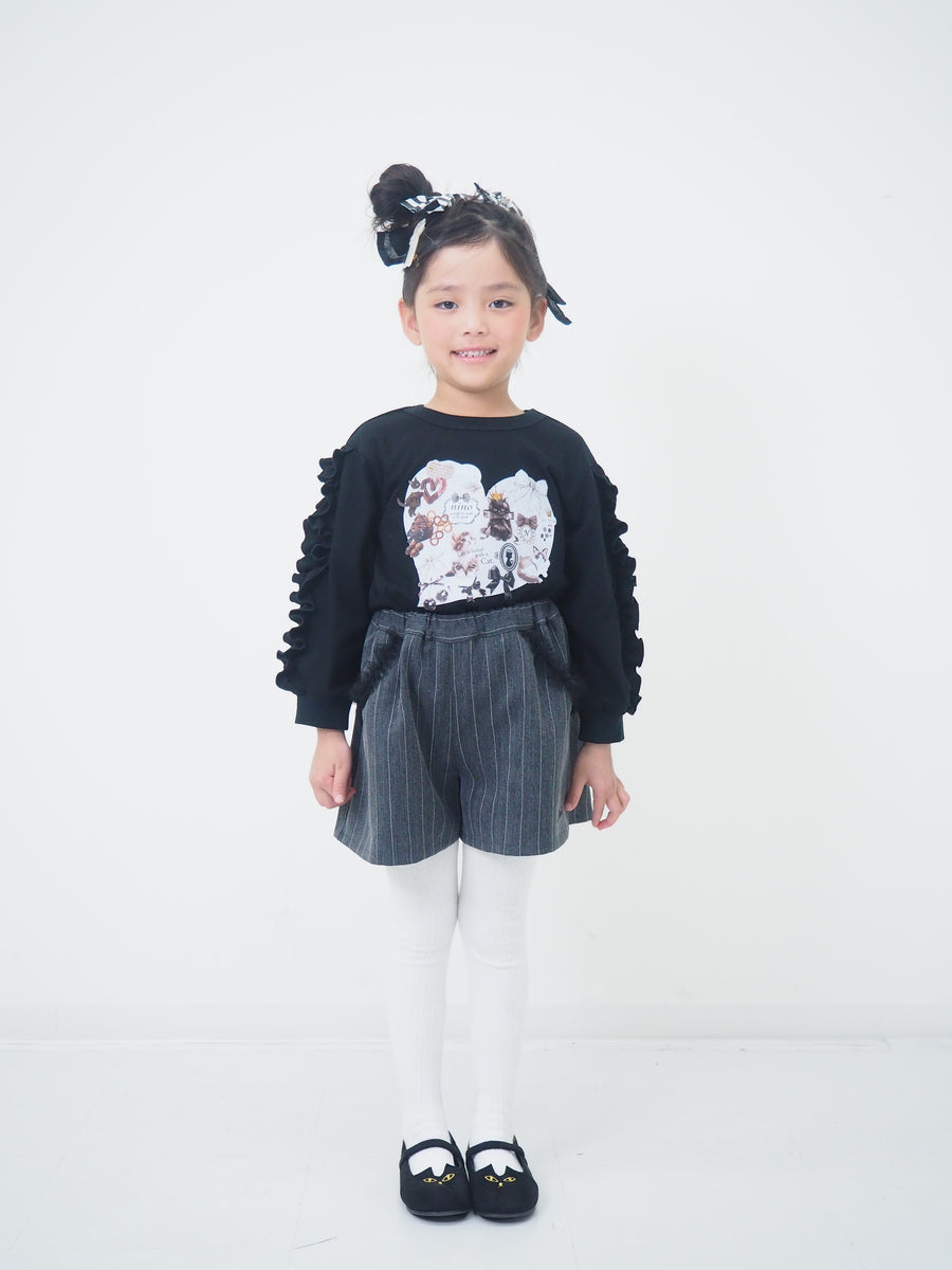 オリジナルねこプリント　袖フリルロングTee☆