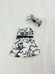 Heart pattern monochrome dress