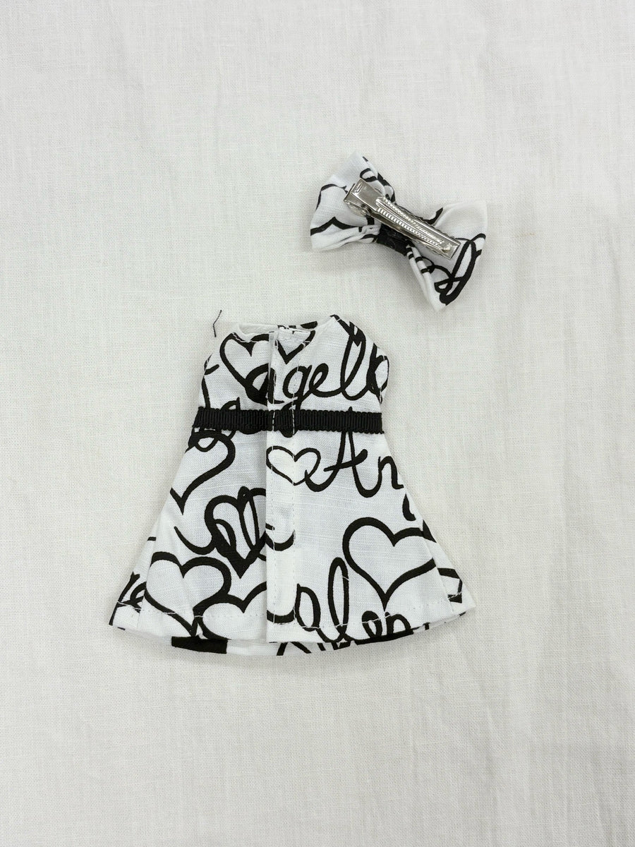 Heart pattern monochrome dress