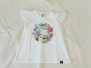 ミントストライプねこプリント 袖レースTeeシャツ☆