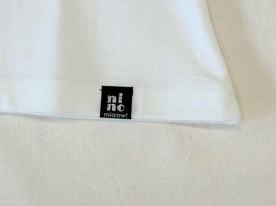 ミントストライプねこプリント 袖レースTeeシャツ☆