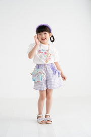 ミントストライプねこプリント　Tシャツ