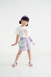 ミントストライプねこプリント　Tシャツ