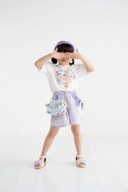 ミントストライプねこプリント　Tシャツ