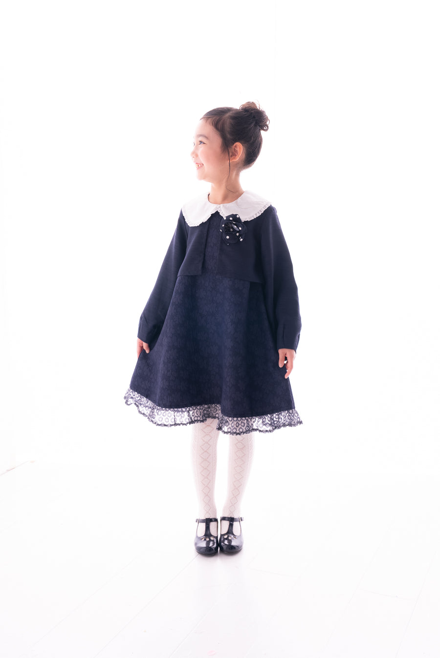 BIG衿キラットフラワージャガードワンピース