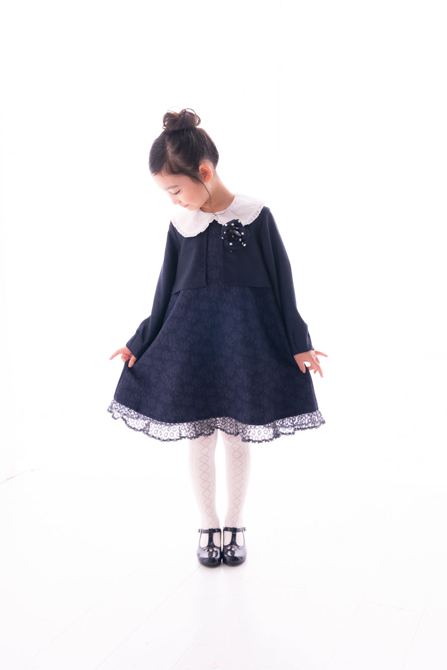 BIG衿キラットフラワージャガードワンピース