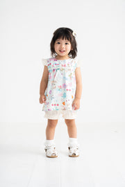 ミントストライプねこプリント　ベビースーツ