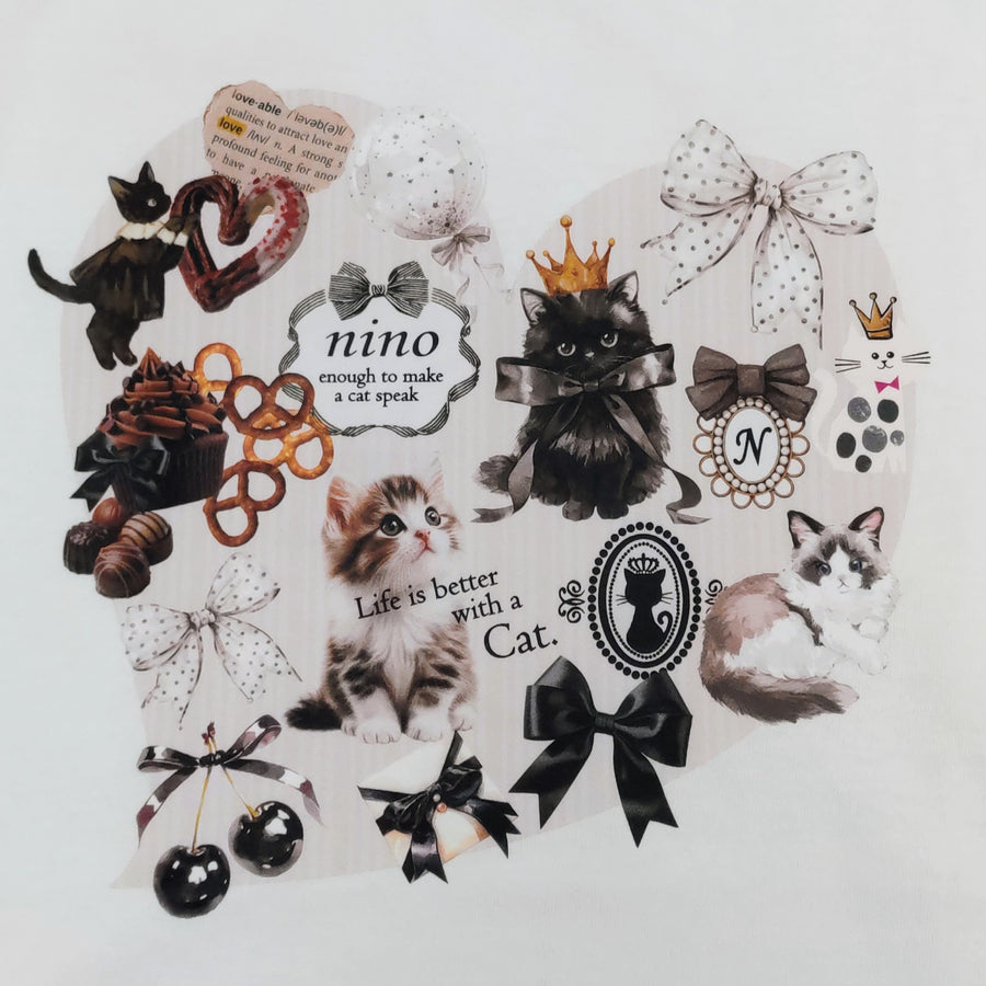 オリジナルねこプリント　袖フリルロングTee☆