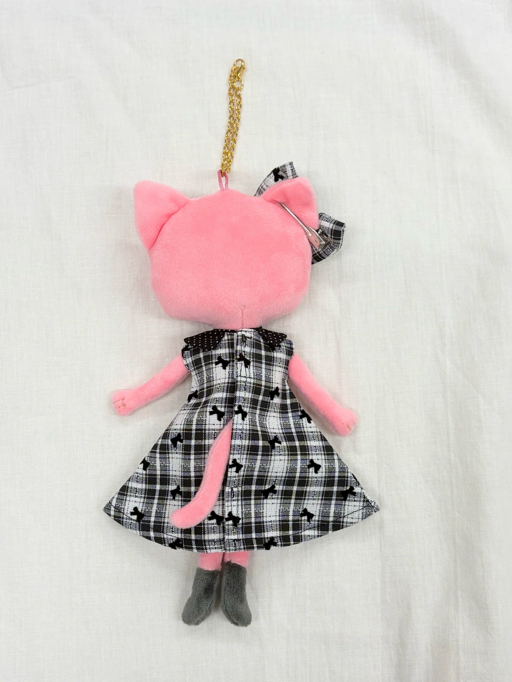 Check and ribbon monotone dress
