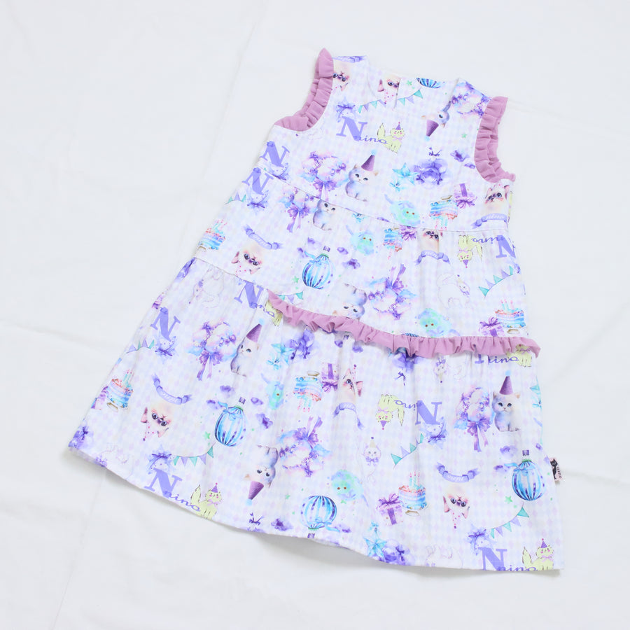 パープルねこプリント　ジャンパースカート☆