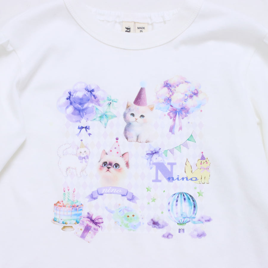 オリジナルねこプリント　袖フリルロングTee☆