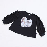 オリジナルねこプリント　袖フリルロングTee☆