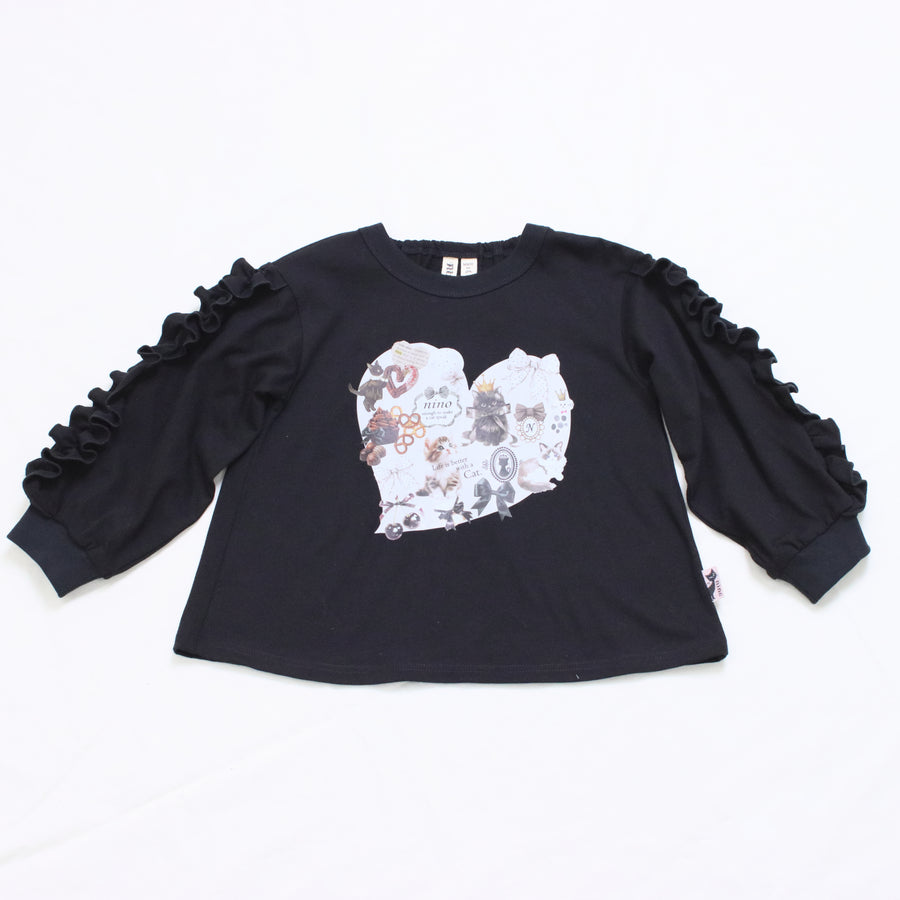 オリジナルねこプリント　袖フリルロングTee☆