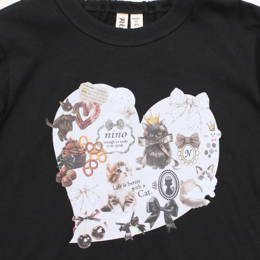 オリジナルねこプリント　袖フリルロングTee☆