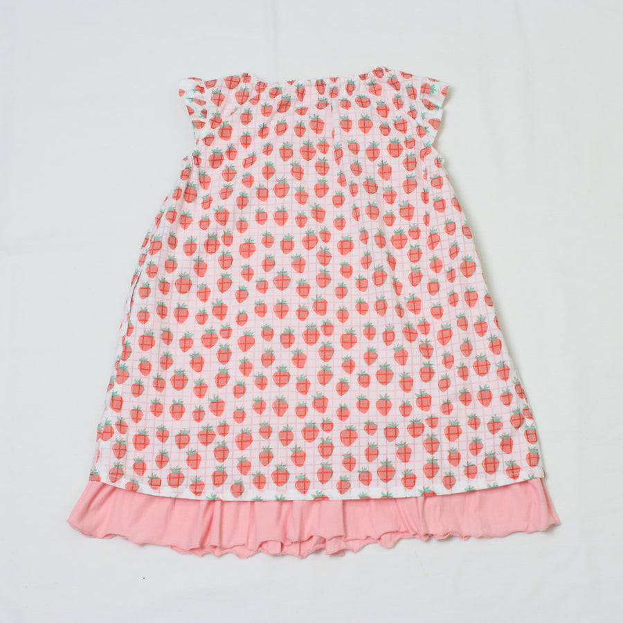 【90～120cm】リバーシブルワンピース/ シアーチェックストロベリー