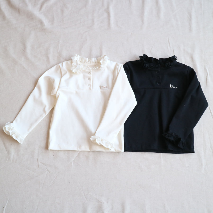 [90~120cm] Ruffled collar T-shirt