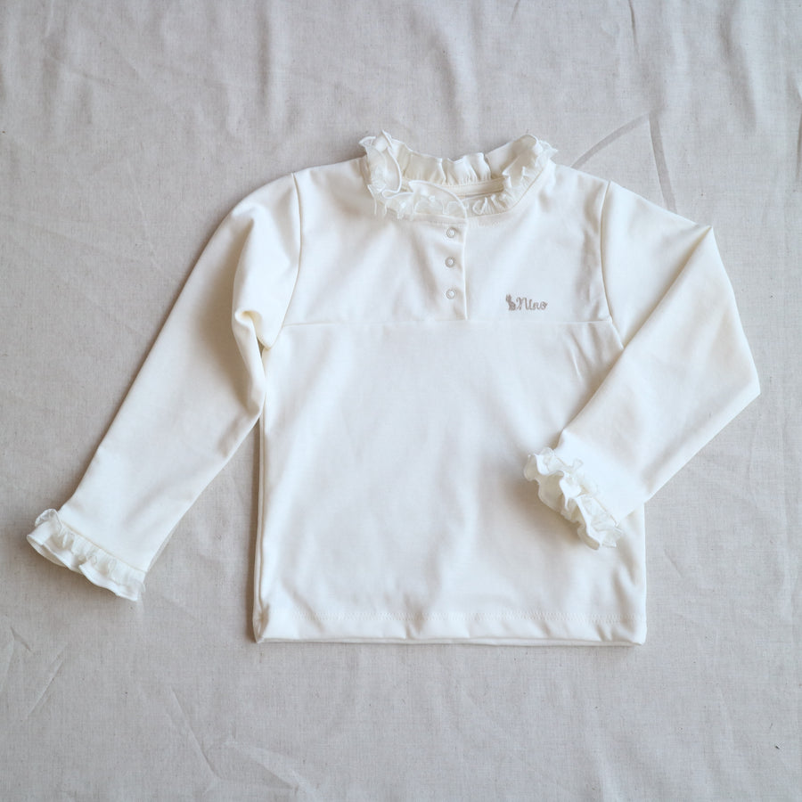 [90~120cm] Ruffled collar T-shirt