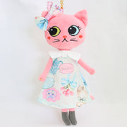 ミントストライプねこプリントワンピース