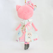 ミントストライプねこプリントワンピース