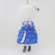 ギンガム×花柄ブルーのワンピース