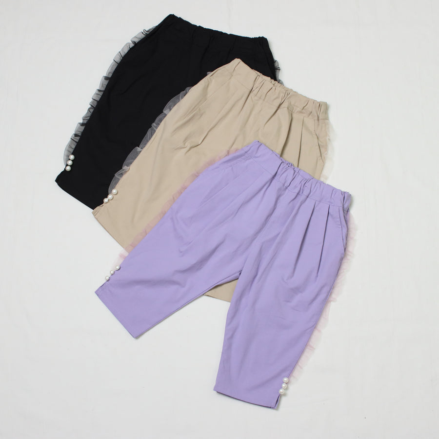 パール釦 6分丈パンツ