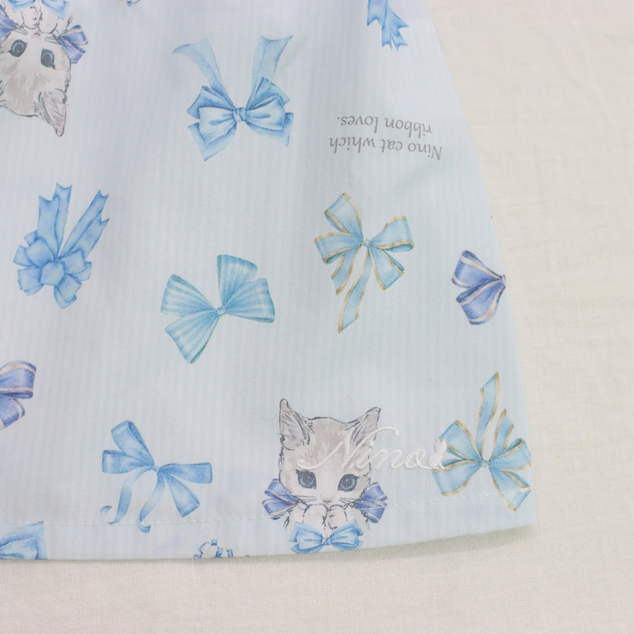 オリジナルねこプリントフリルリボンワンピース