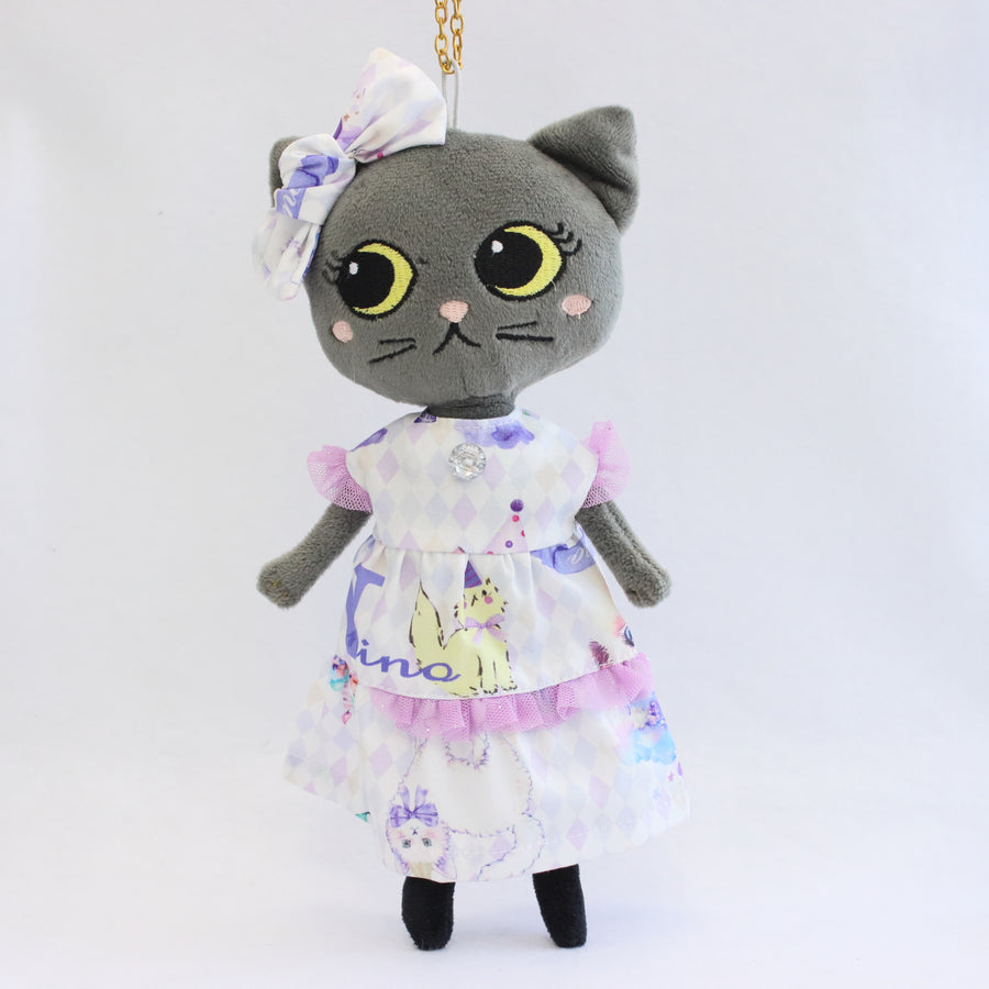 ninoオリジナルパープルねこプリントワンピース