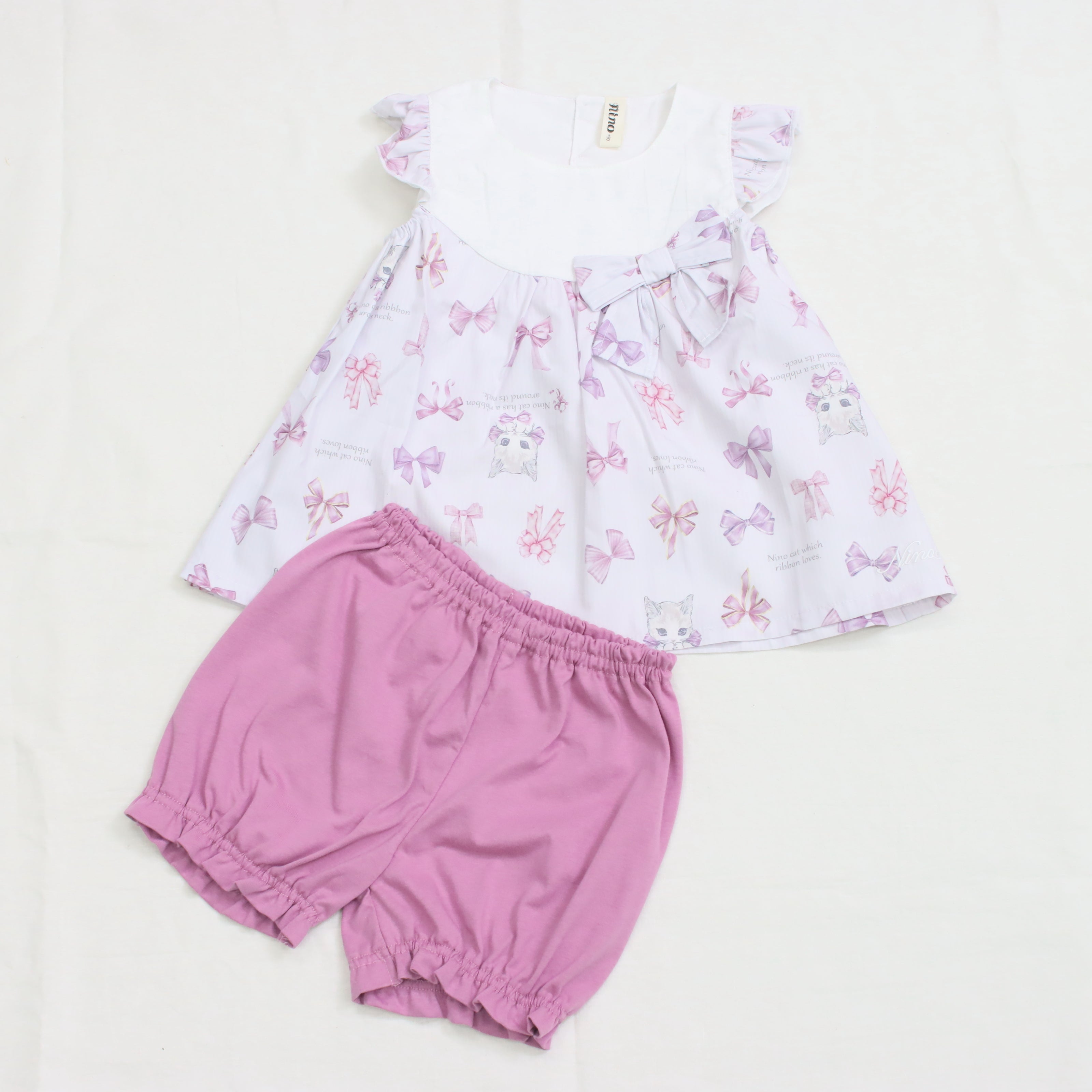 リボンねこオリジナルプリントベビースーツ