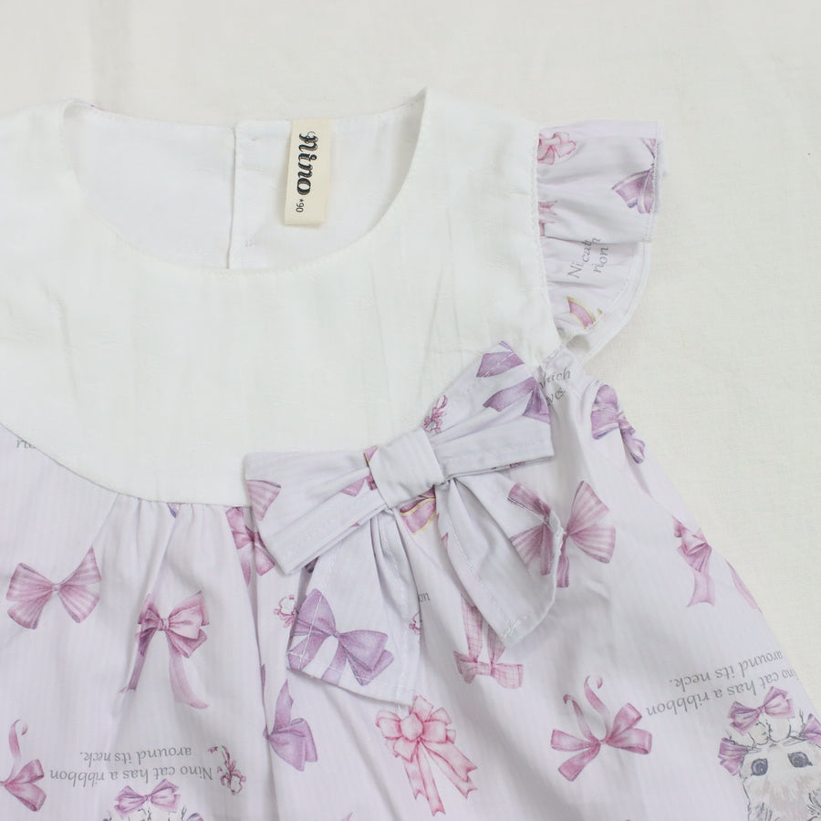 リボンねこオリジナルプリントベビースーツ