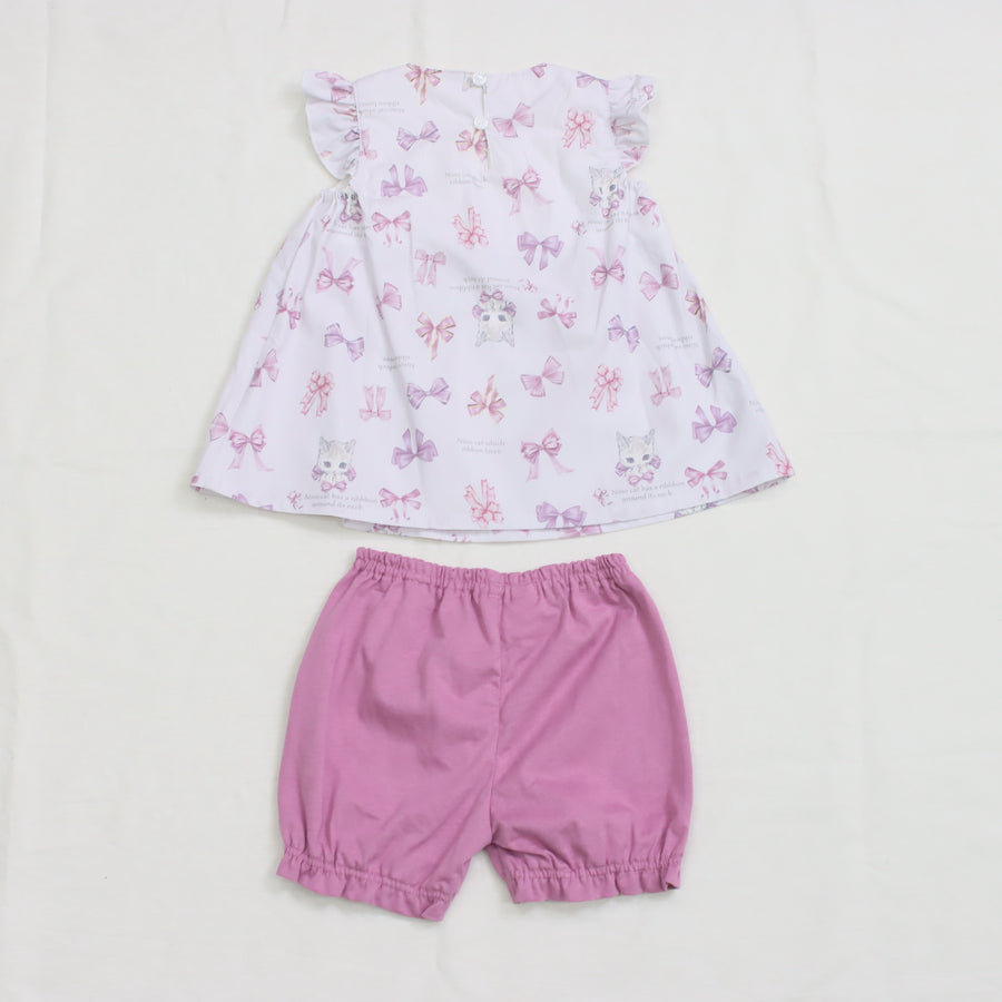 リボンねこオリジナルプリントベビースーツ