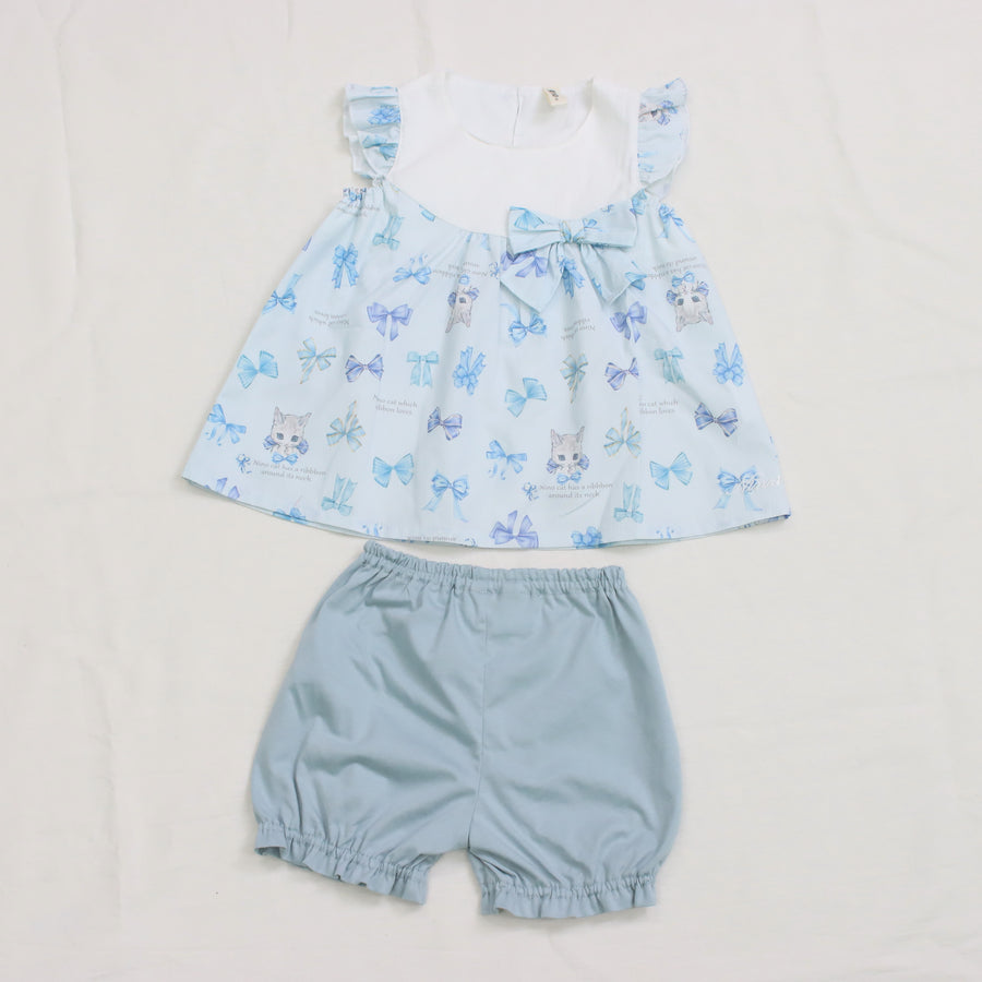 リボンねこオリジナルプリントベビースーツ