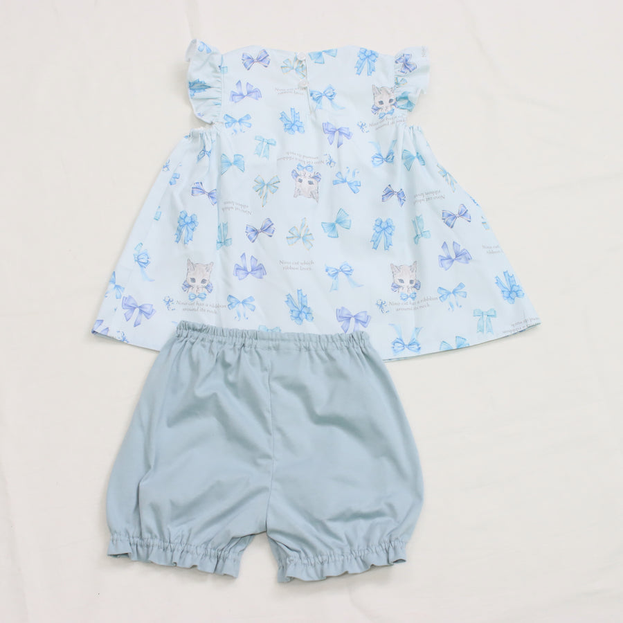 リボンねこオリジナルプリントベビースーツ