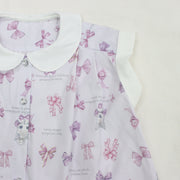 リボンねこオリジナルプリント前明きワンピース