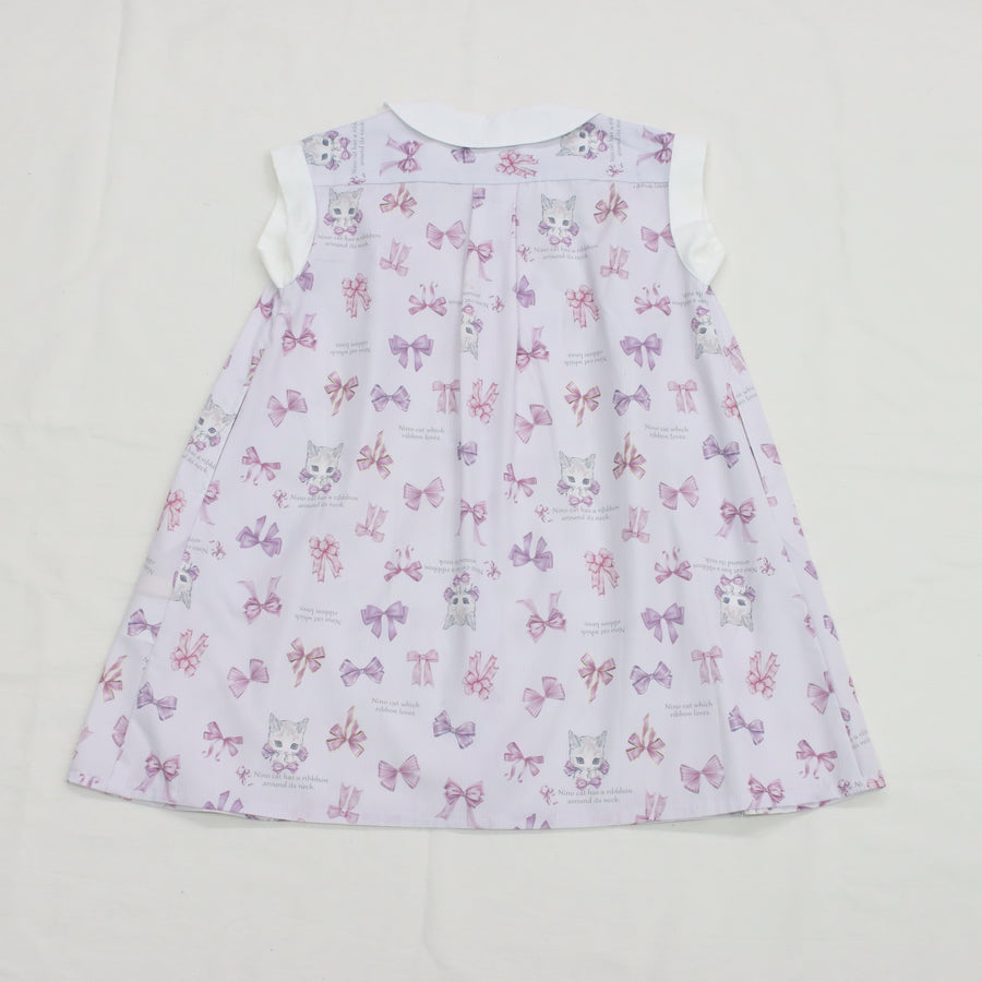 リボンねこオリジナルプリント前明きワンピース