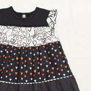 Tiered heart print dress