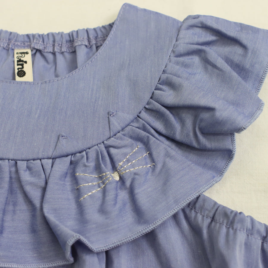 York frill cat embroidery dress