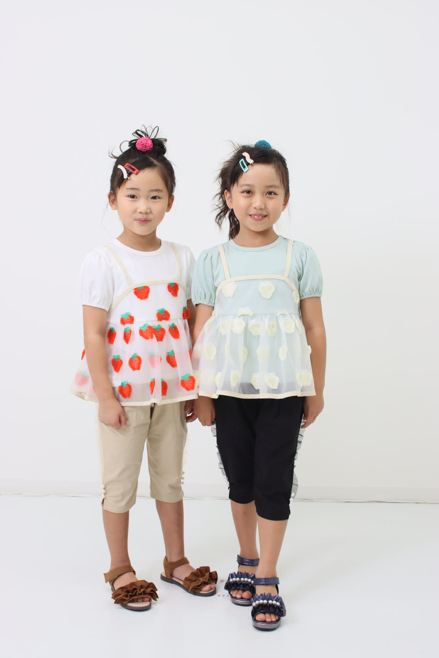 パール釦 6分丈パンツ