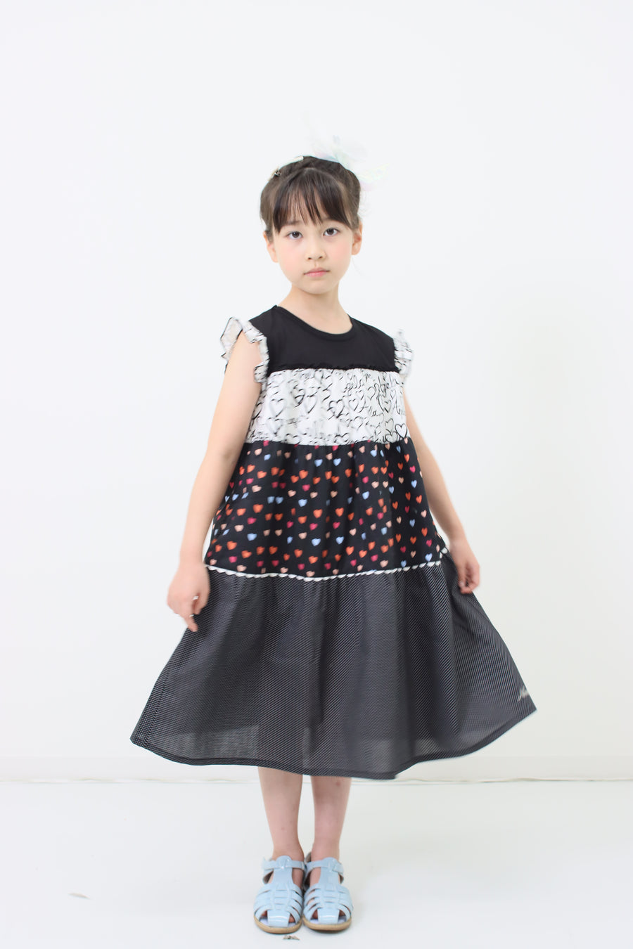 Tiered heart print dress