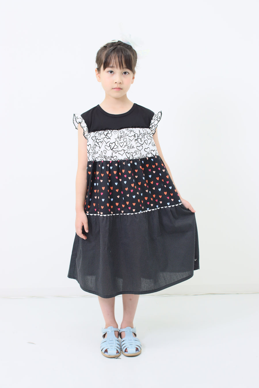 Tiered heart print dress
