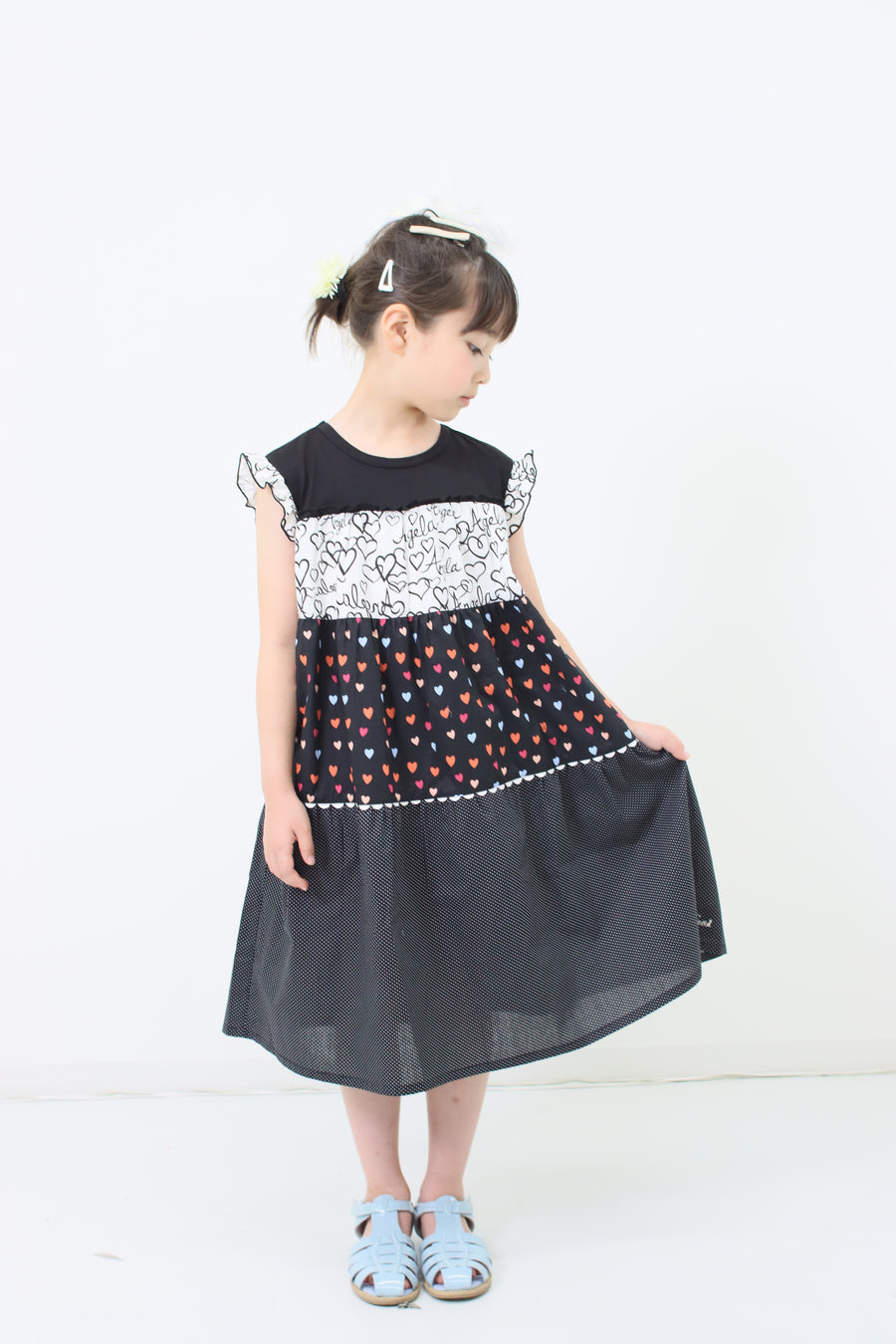 Tiered heart print dress