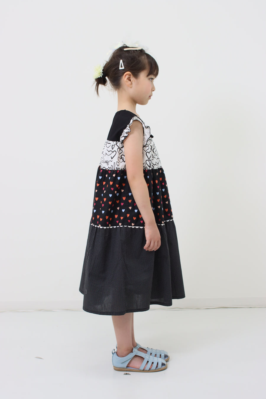 Tiered heart print dress